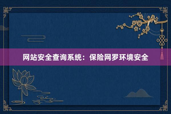 网站安全查询系统：保险网罗环境安全